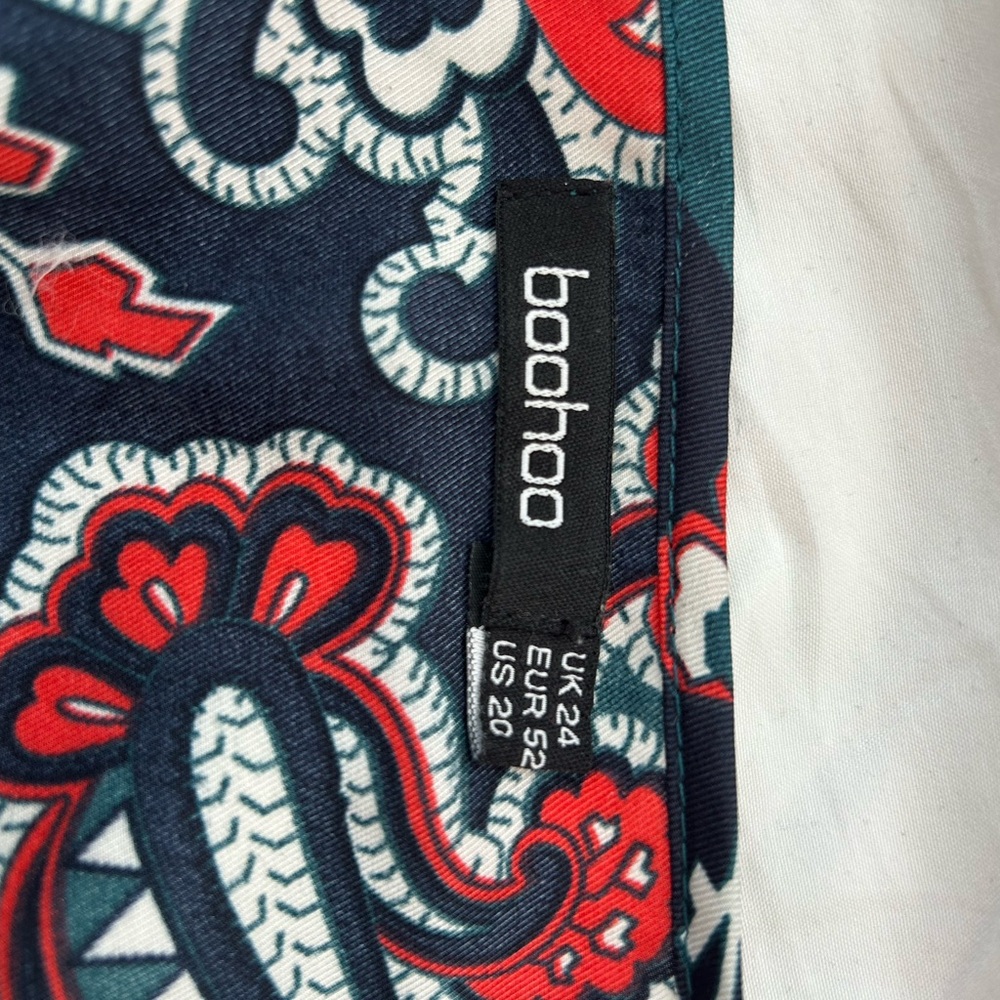 Boohoo Plus Teal & Rust Patchwork Tie-Front Crop … - image 6